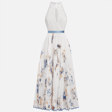 Jessie | Vestido Elegante de Cerimónia Floral em Azul e Branco - Ines Braga