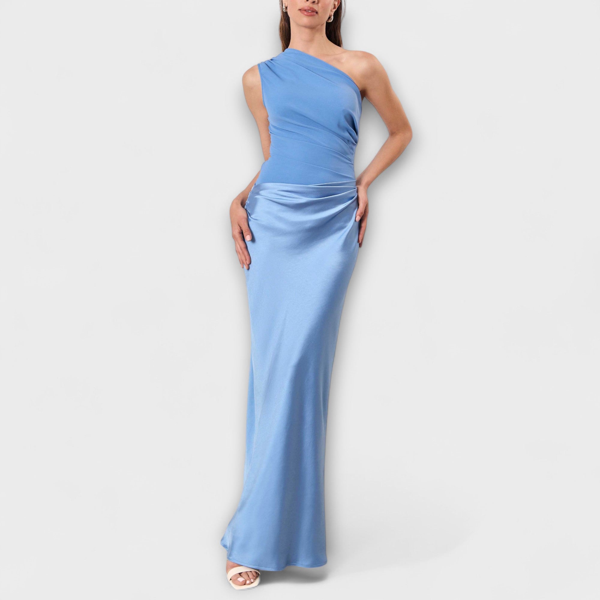 Katshi | Vestido Longo Plissado de Festa One - Shoulder - Ines Braga