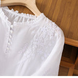 Kissina | Blusa de Algodão e Linho Bordada - Ines Braga