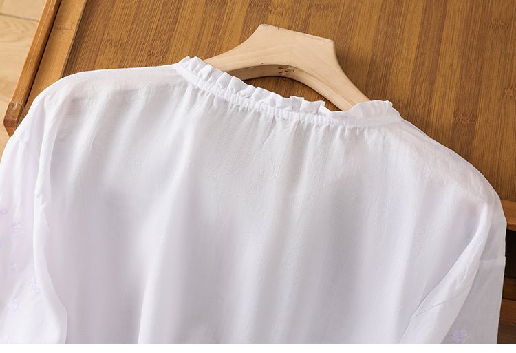 Kissina | Blusa de Algodão e Linho Bordada - Ines Braga