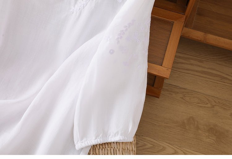 Kissina | Blusa de Algodão e Linho Bordada - Ines Braga