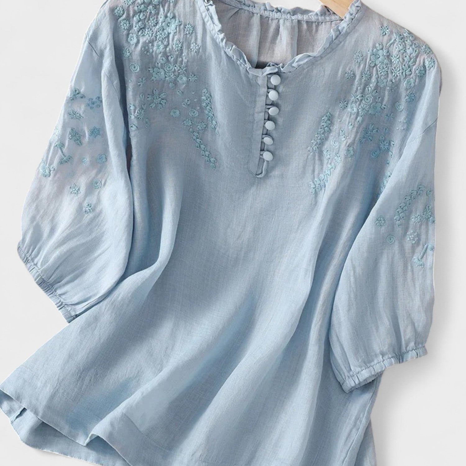 Kissina | Blusa de Algodão e Linho Bordada - Ines Braga