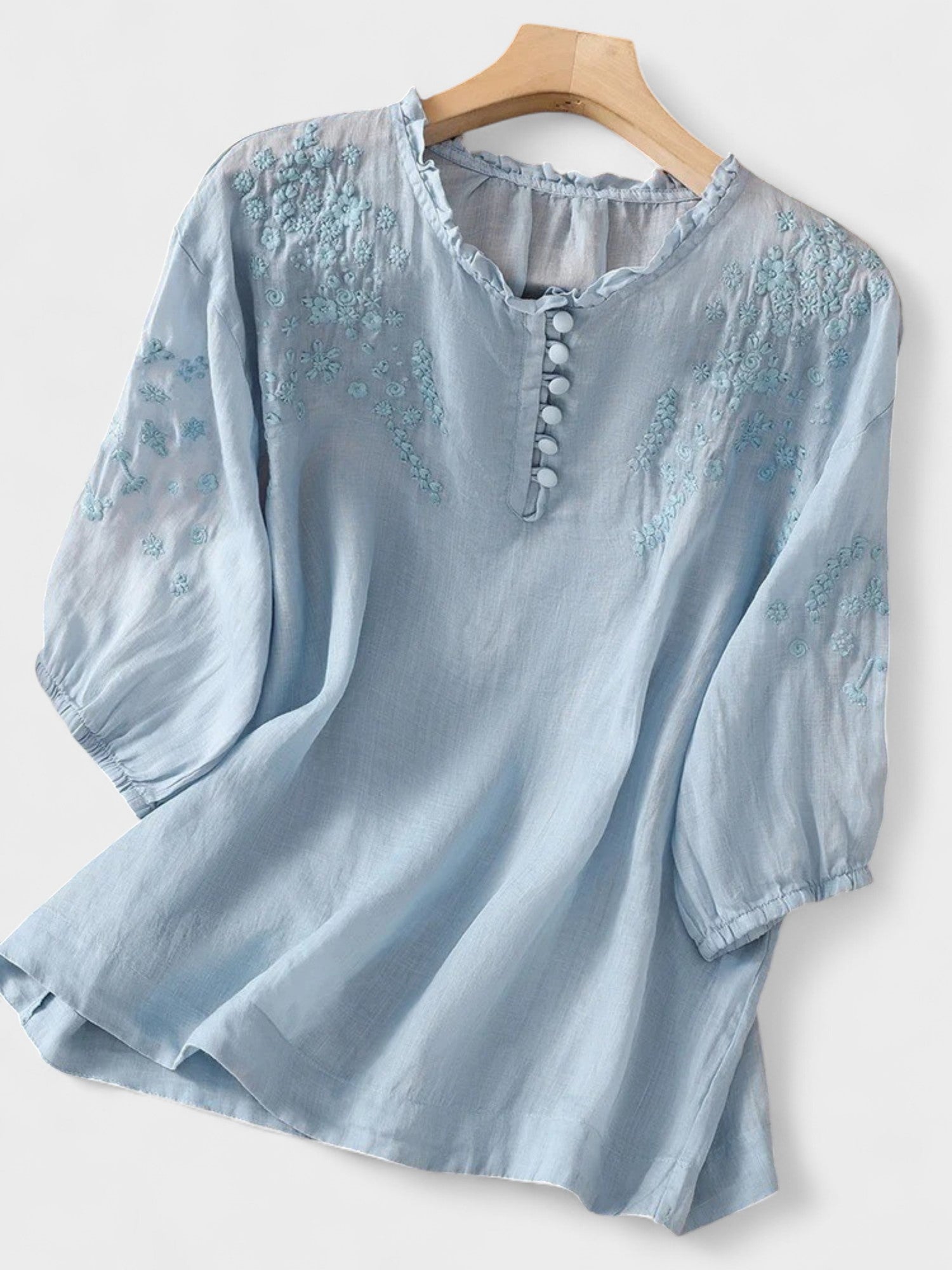 Kissina | Blusa de Algodão e Linho Bordada - Ines Braga