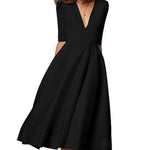 Laura | Vestido Midi Feminino Com Corte Em A, Decote Em V - Ines Braga