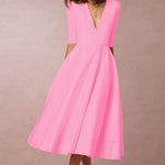 Laura | Vestido Midi Feminino Com Corte Em A, Decote Em V - Ines Braga