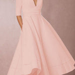 Laura | Vestido Midi Feminino Com Corte Em A, Decote Em V - Ines Braga