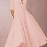 Laura | Vestido Midi Feminino Com Corte Em A, Decote Em V - Ines Braga