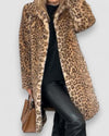 LEIA - Casaco Comprido e Macio Com Padrão Leopardo