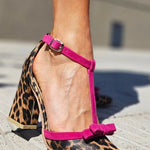 Leontina | Sandálias verdes com padrão leopardo e detalhe colorido - Ines Braga