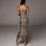 Leopardo | Vestido Justo Sexy com Estampa de Leopardo e Alças Finas - Ines Braga