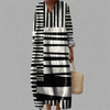 Lidía ™ | Vestido maxi fluido com riscas monocromáticas