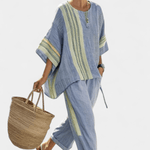 Lorena | Conjunto Boho De Linho E Bambu Lavanda Elegante - Ines Braga