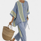 Lorena | Conjunto Boho De Linho E Bambu Lavanda Elegante - Ines Braga