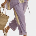 Lorena | Conjunto Boho De Linho E Bambu Lavanda Elegante - Ines Braga