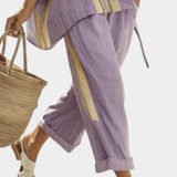 Lorena | Conjunto Boho De Linho E Bambu Lavanda Elegante - Ines Braga