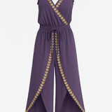 Lorena | Vestido Mono com Detalhes Dourados e Fenda na Perna - Ines Braga