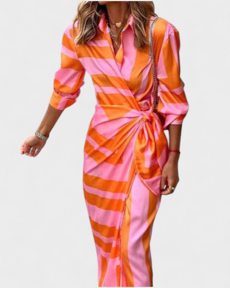 Louisa | Vestido Envelope de Verão com Gola em Tecido Leve - Ines Braga