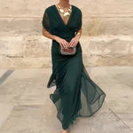 Luana® | Vestido elegante com decote em V - Ines Braga