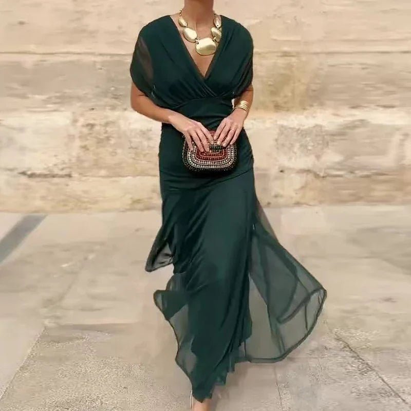 Luana® | Vestido elegante com decote em V - Ines Braga