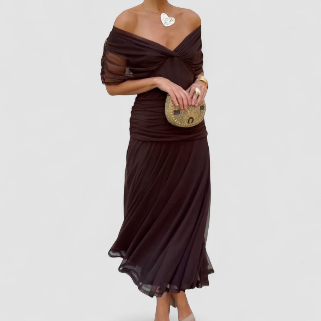 Luana® | Vestido elegante com decote em V - Ines Braga