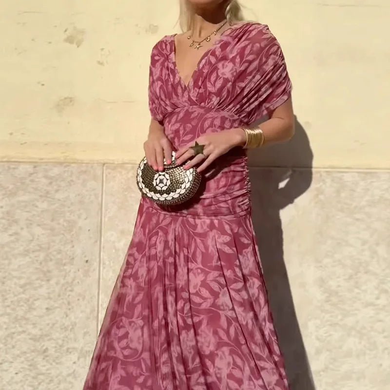 Luana® | Vestido elegante com decote em V - Ines Braga