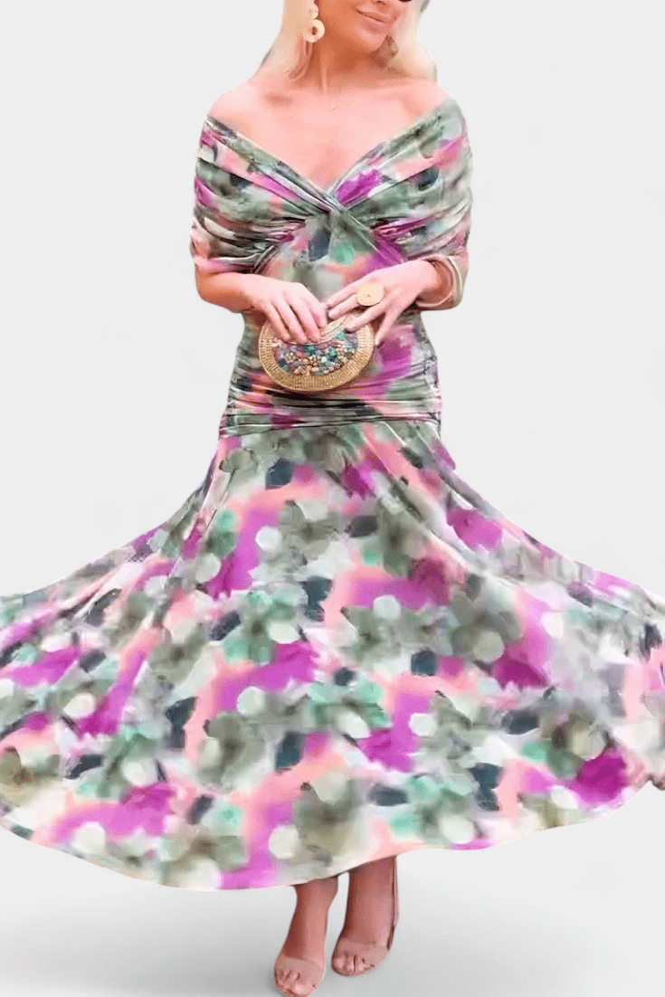 Luana® | Vestido elegante com decote em V - Ines Braga