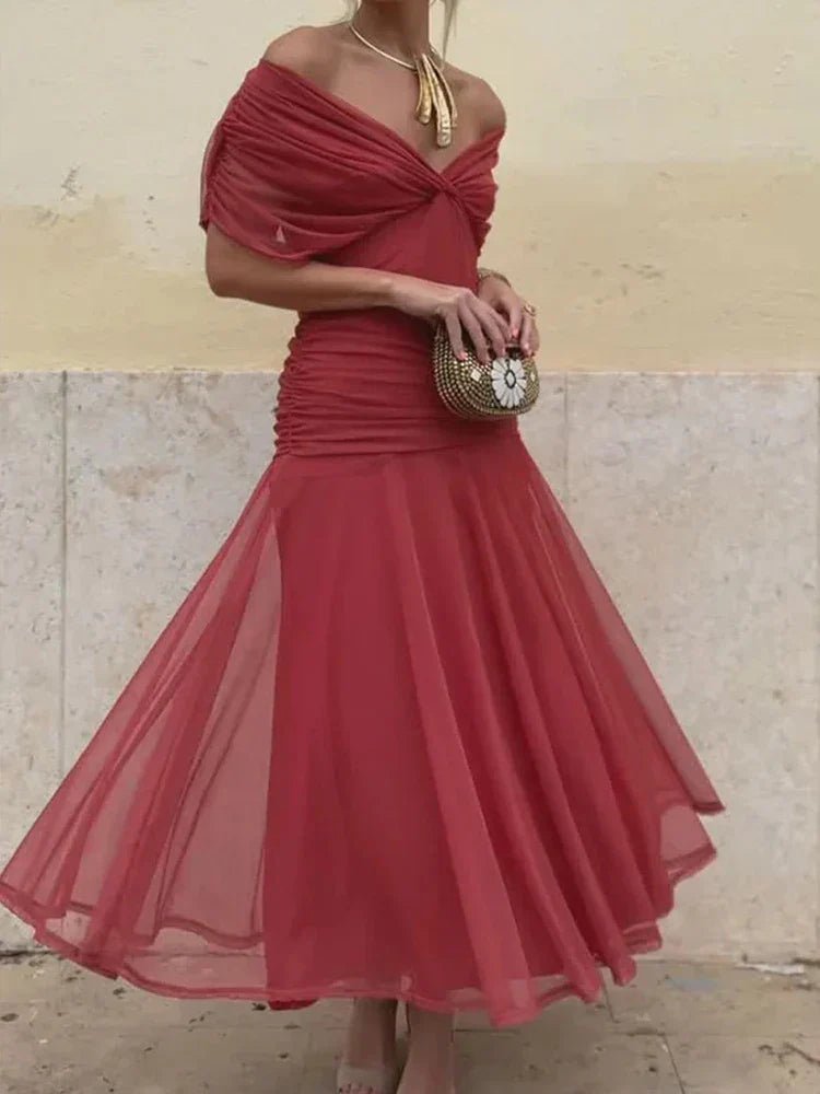 Luana® | Vestido elegante com decote em V - Ines Braga