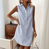 Lúcia | Vestido Camisa Listrado Sofisticado - Ines Braga