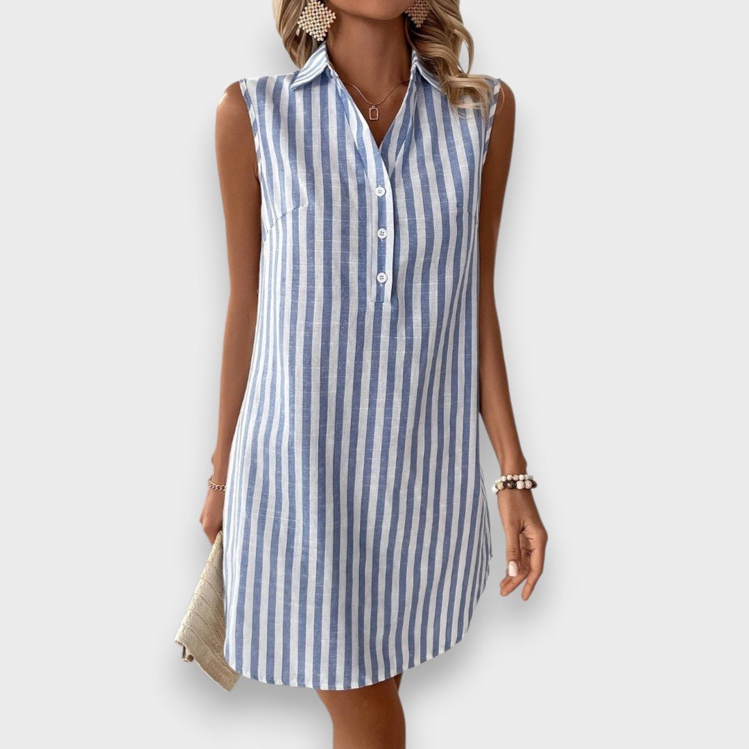 Lúcia | Vestido Camisa Listrado Sofisticado - Ines Braga