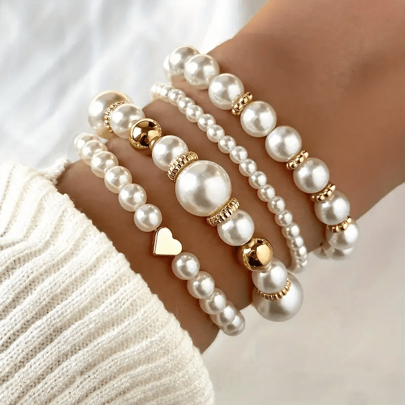 LuzPearl Conjunto de Pulseiras de Pérolas - Estilo Único - Ines Braga