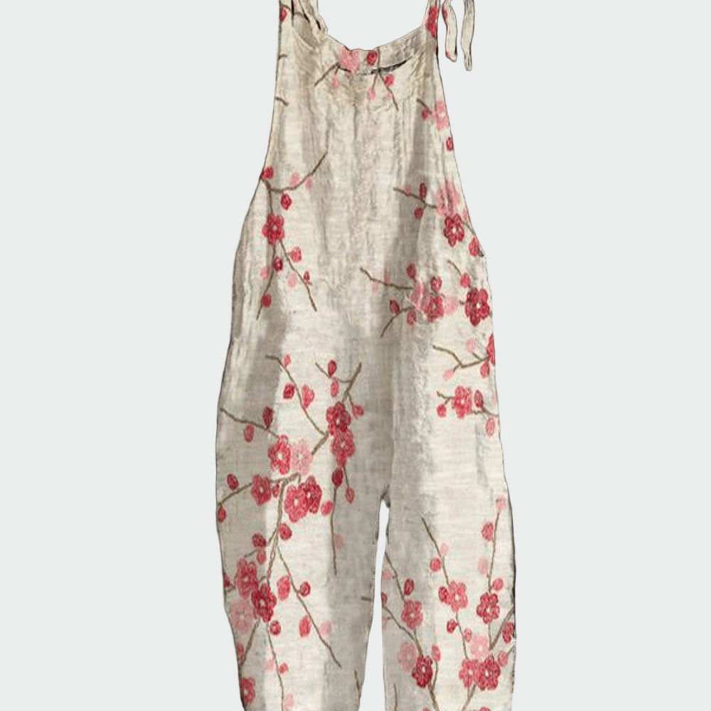 Macacão de Estilo Retrô com Estampa de Flores - Ines Braga