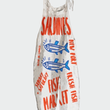 Macacão feminino vintage de perna larga - Ines Braga