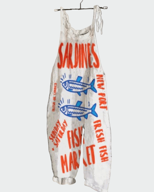 Macacão feminino vintage de perna larga - Ines Braga