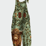 Macacão retrô de manga longa com flores bordadas - Ines Braga