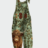 Macacão retrô de manga longa com flores bordadas - Ines Braga