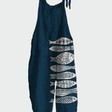 Macacão vintage de uma peça com estampa floral – Estilo elegante e conforto - Ines Braga