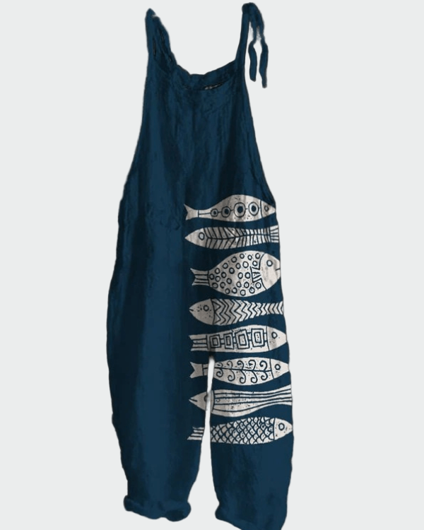 Macacão vintage de uma peça com estampa floral – Estilo elegante e conforto - Ines Braga