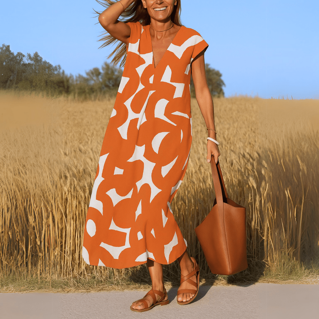 Magda| Vestido fluido com decote em V - Ines Braga