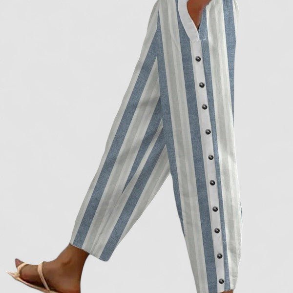 Maria - Calças largas e casuais às riscas - Ines Braga