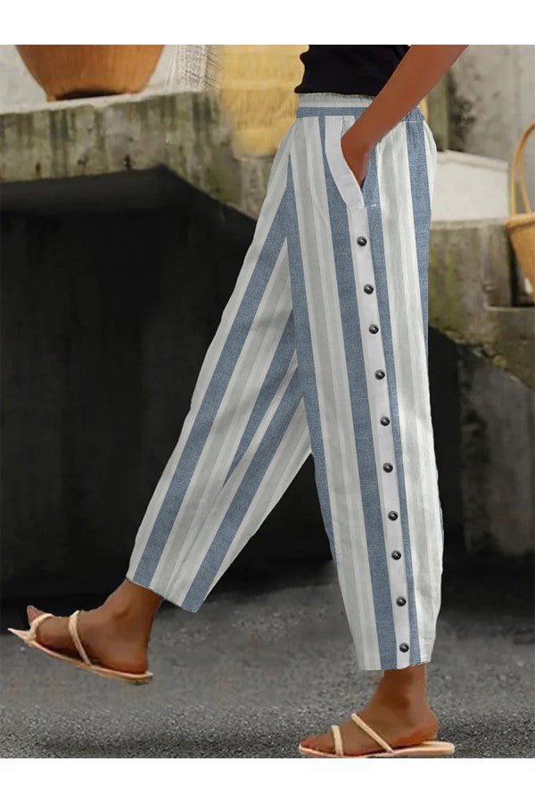 Maria - Calças largas e casuais às riscas - Ines Braga