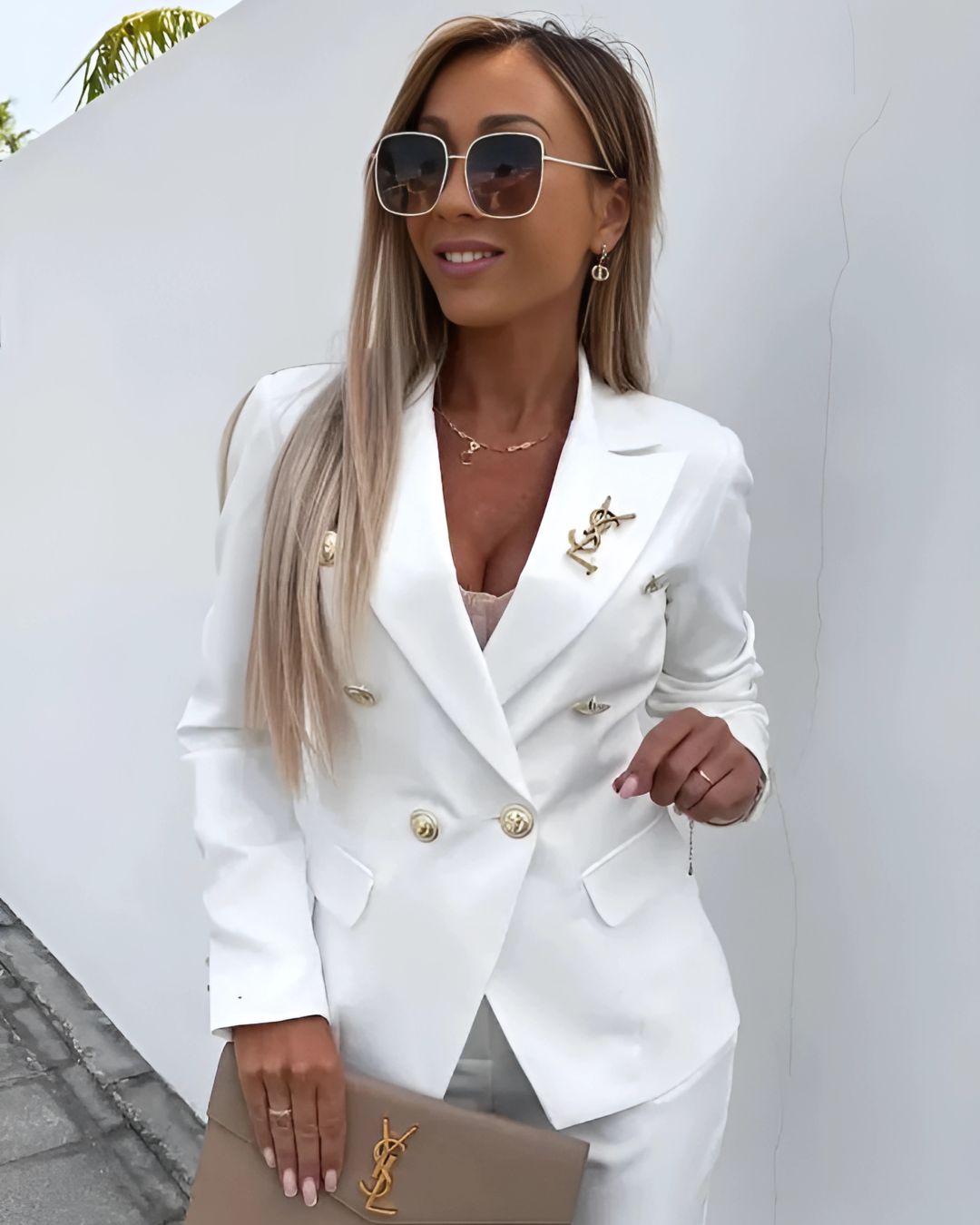 Maria | Fato Feminino Sofisticado de Duplo Abotoamento com Corte Ajustado - Ines Braga