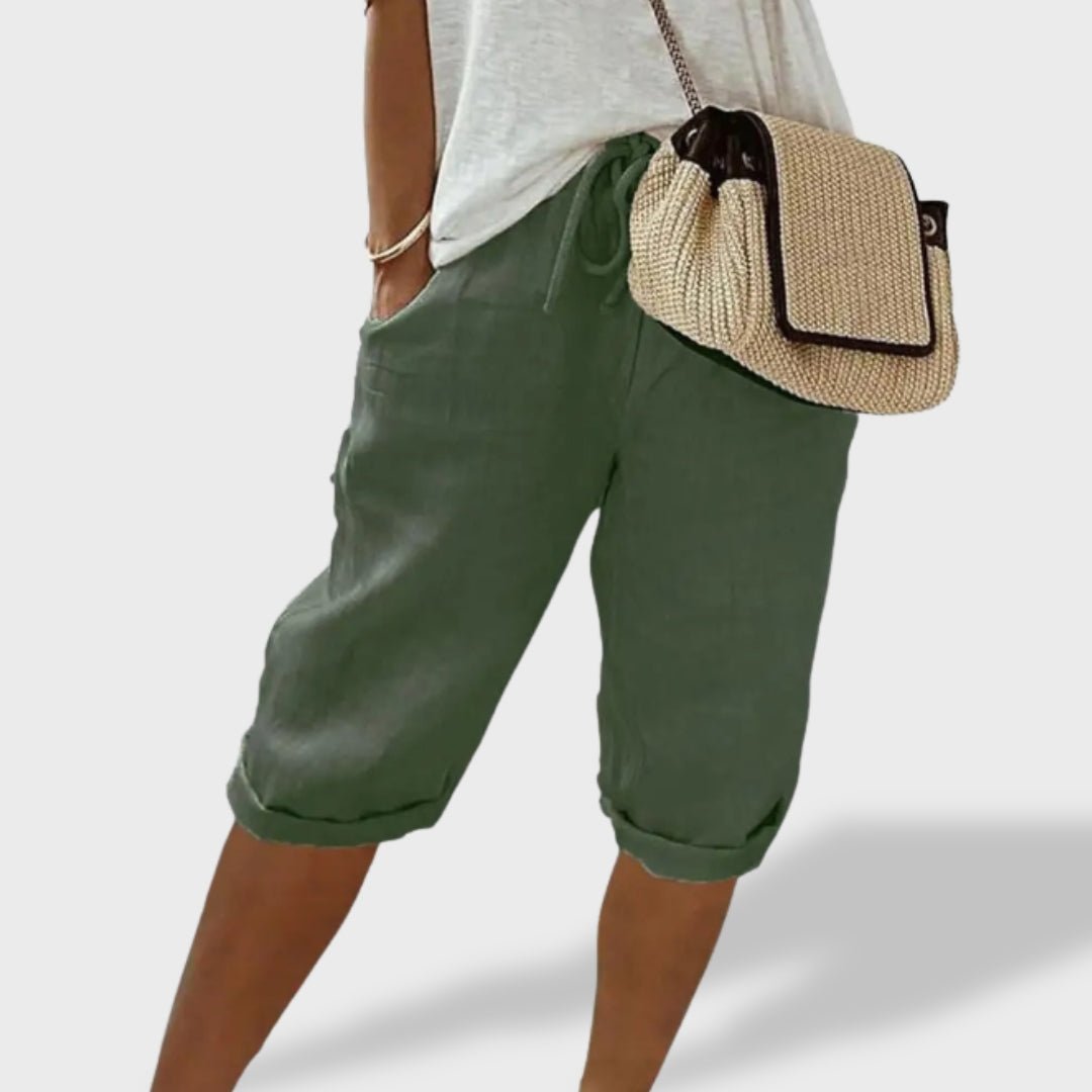 Mariana™ ｜ Calções Leves de Algodão e Linho - Ines Braga