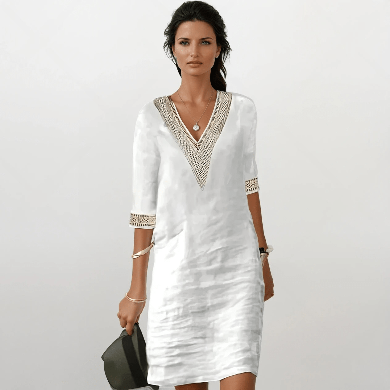 Mariana - Vestido feminino de algodão e linho - Ines Braga