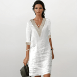 Mariana - Vestido feminino de algodão e linho - Ines Braga