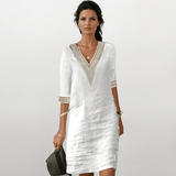 Mariana - Vestido feminino de algodão e linho - Ines Braga