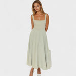 Maribel - Vestido Midi com decote quadrado - Ines Braga