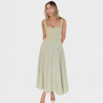 Maribel - Vestido Midi com decote quadrado - Ines Braga