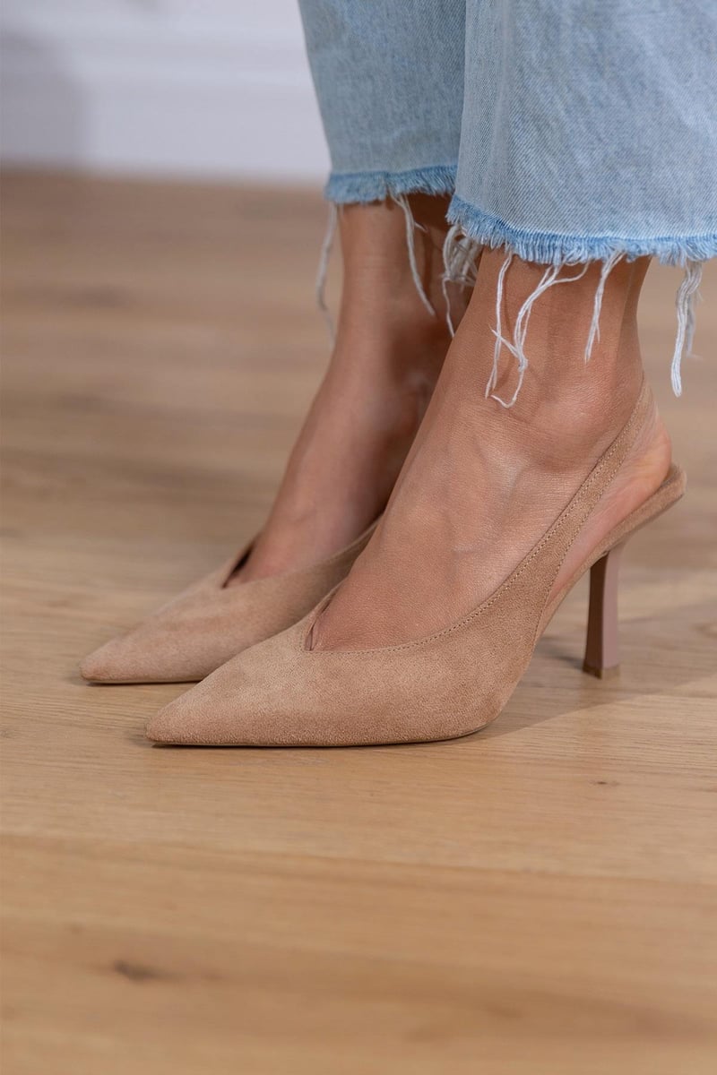 Marlena™ | Pumps slingback nude com um salto fino - Ines Braga