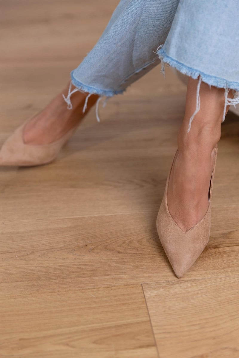 Marlena™ | Pumps slingback nude com um salto fino - Ines Braga