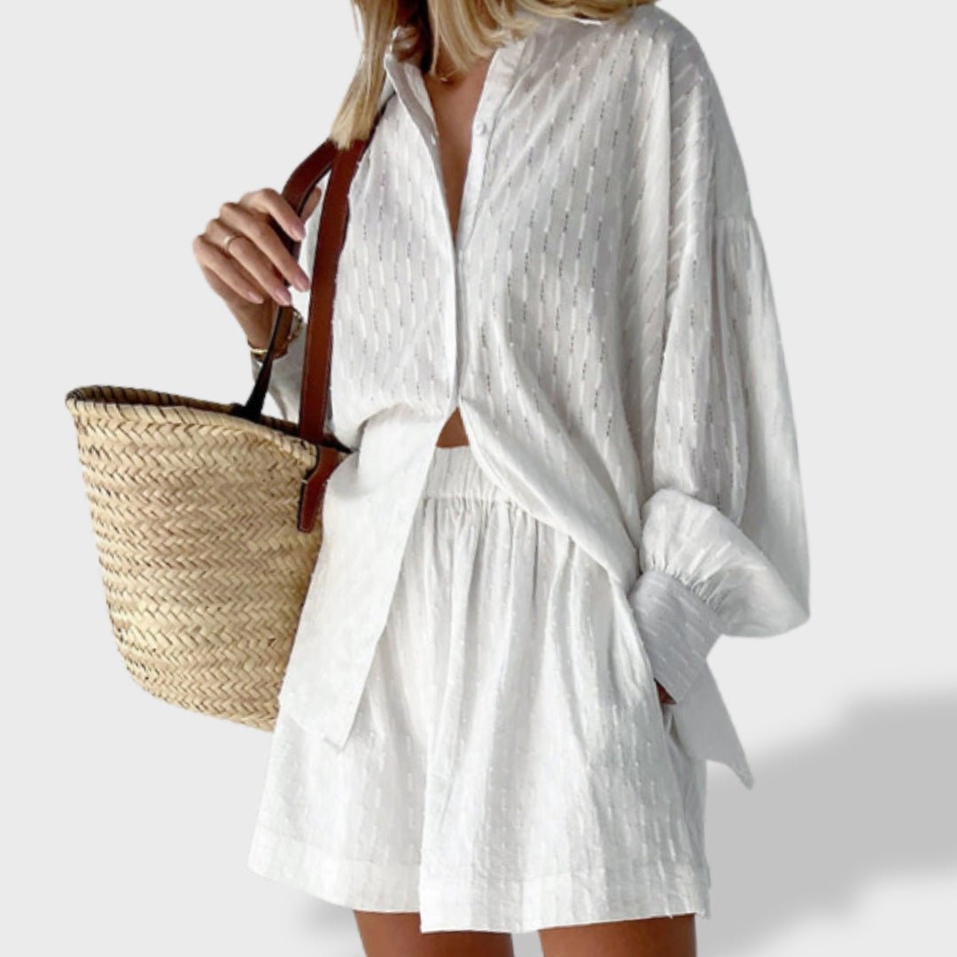 Maud | Conjunto de camisa e shorts de linho chique - Ines Braga